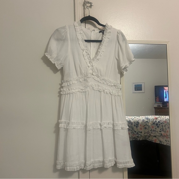 White Ruffle Mini Dress - Size Small (NWT) - Picture 1 of 3
